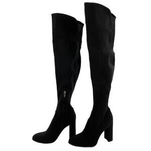 Marc Fisher Black Sparkle Stretch Fabric Over the Knee Heeled Boots Women Sz 10